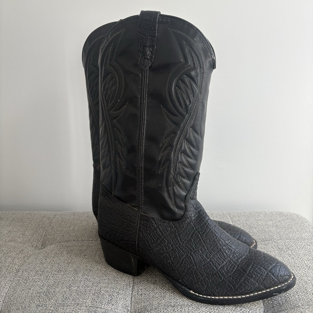 Bronco Cowgirl Boots Women's Sz 10,5 Black Faux Leather USA Western WM1950 2745 - Picture 4 of 9